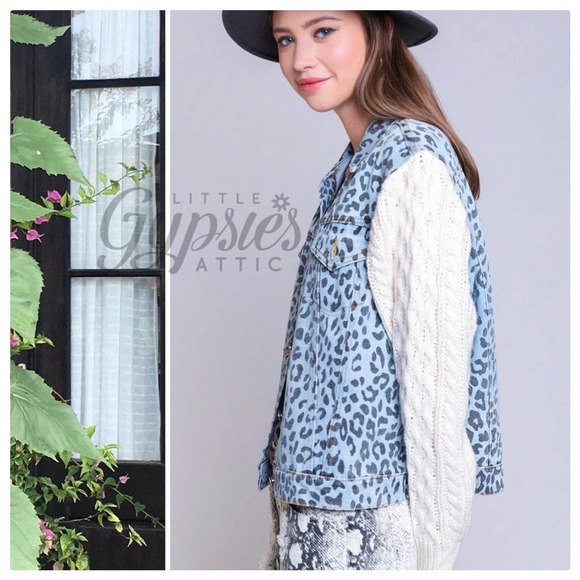 TAKING DOWN 4/5/24 POL Snow Leopard Denim & Cable Knit Jacket - Picture 6 of 14